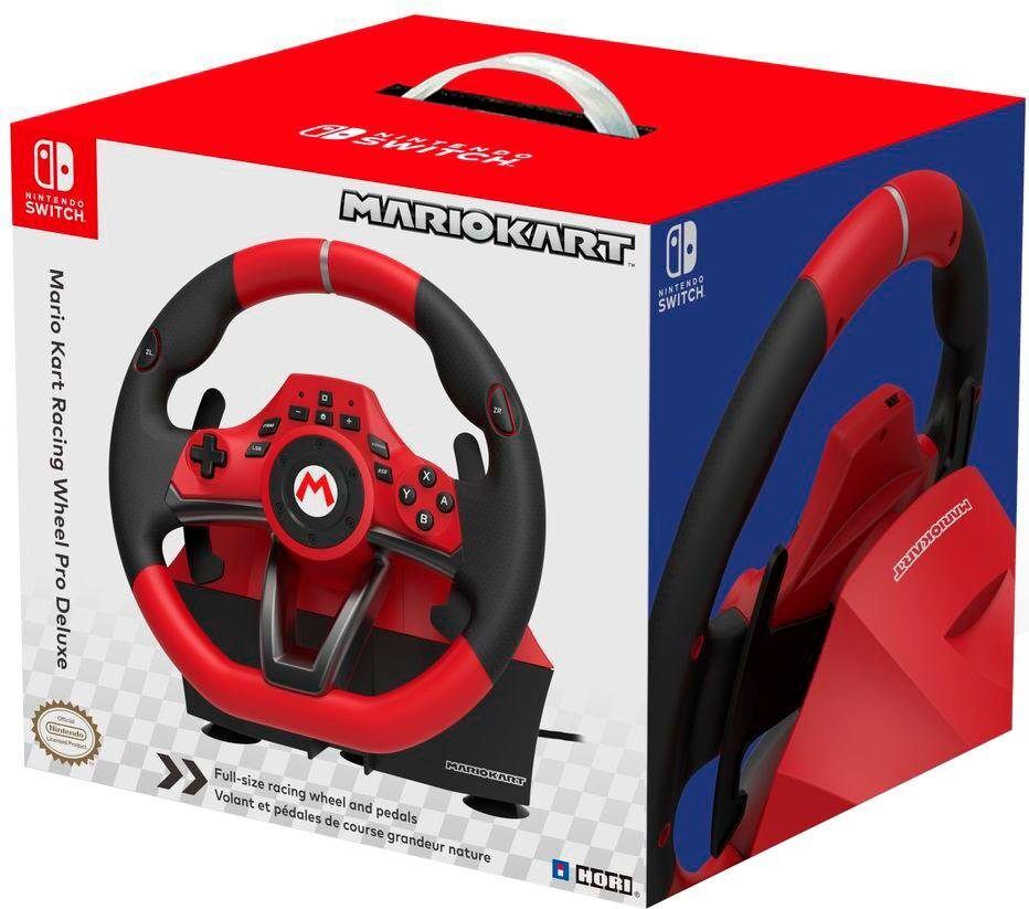 HORI Gaming-Lenkrad "Mario Kart Racing Wheel Pro DELUXE", rot (rot, schwarz), Spielecontroller, Gaming-Lenkrad