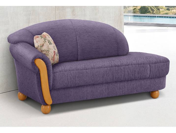Ottomane, Chenille, Lila, 181×79×83 cm, Blumenmuster Paradise, Landhaus, Home Affaire