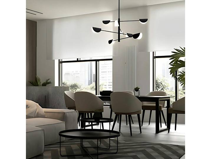 Suspension noire design – abat-jour pliés, 8 lampes LENORE