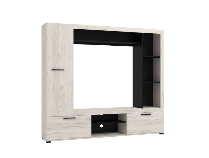 Wohnwand HOME AFFAIRE Lorca Medienwand, Wohnzimmerwand, TV-Wand , weiss (weiß eiche), B:195,5cm H:171,5cm T:35cm, MDF, Spanplatte, Kastenmöbel-Sets, Wohnwand, Moderne, stilvolle Wohnwand in Eichen-Optik mit TV-Fach