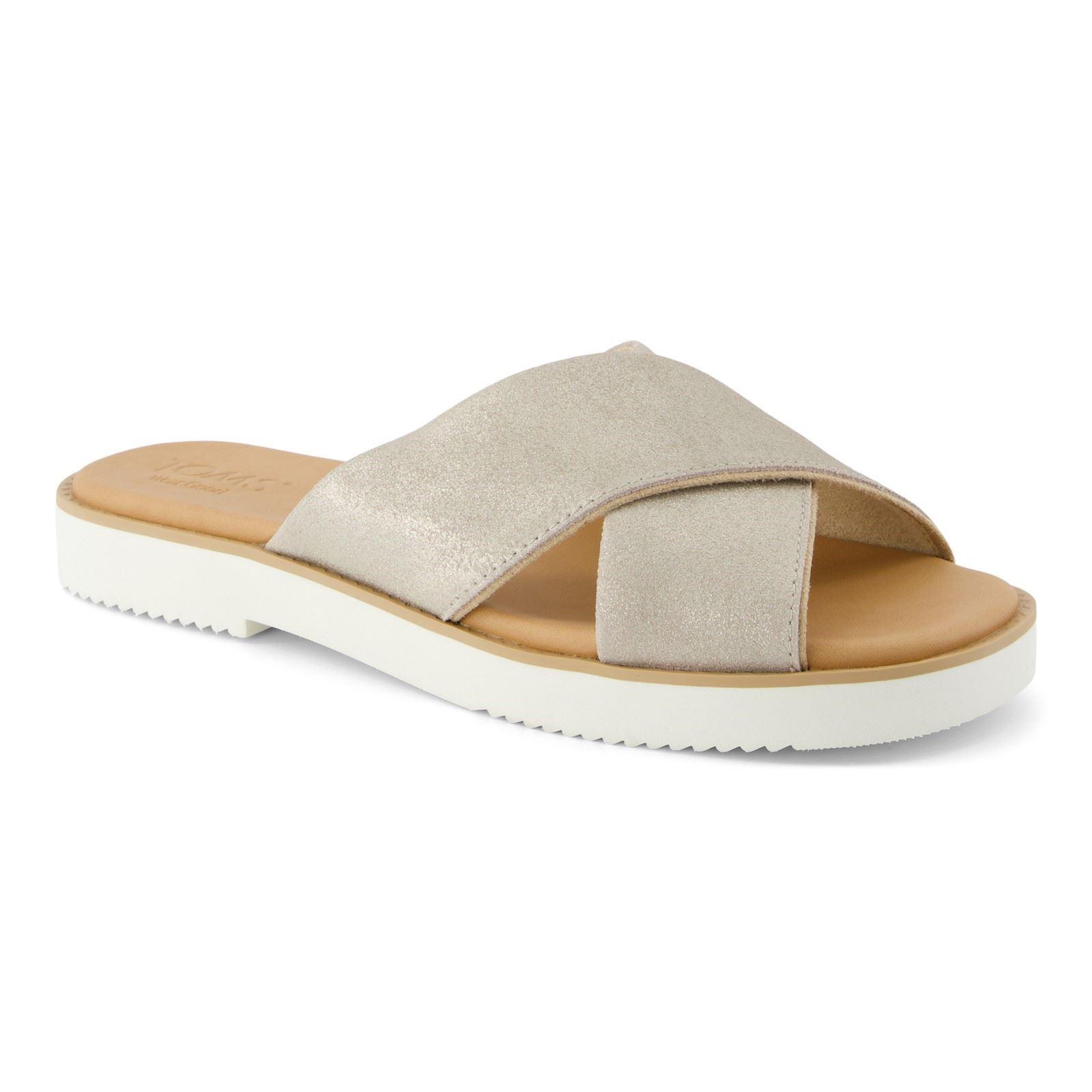 TOMS Mae Crossover Leder Damen Champagner Sandalen