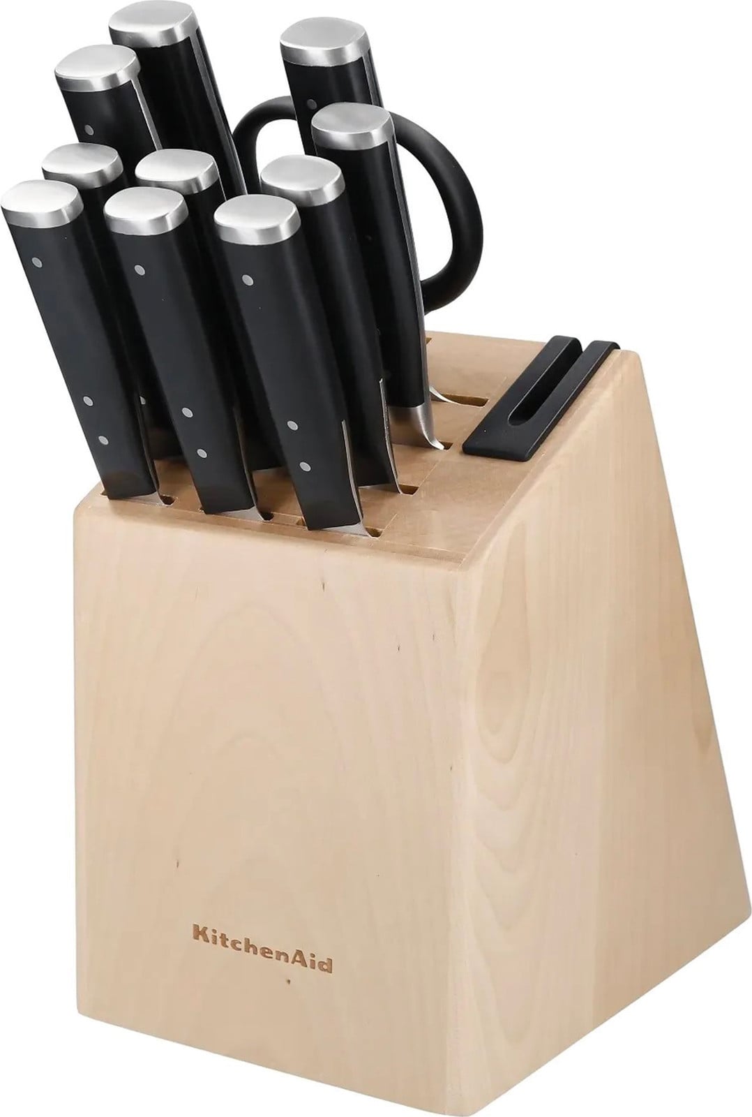 KitchenAid 11-delige messenset met houten blok en chefmes