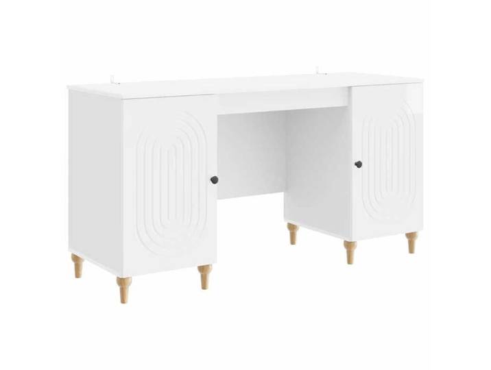(aif78v）Blanc Bureau Blanc Brillant 142 5x50x75 cm Bois d'ingénierie - Fourniture de bureau - Design Moderne