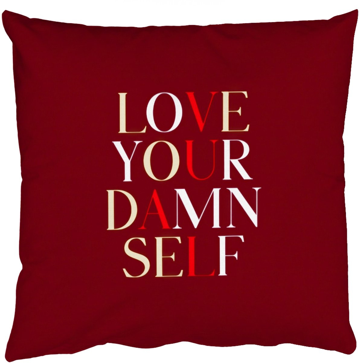 PillowMonkey Sierkussen Love your damn self - Bordeaux - 40 x 40 cm