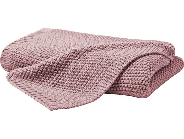 Wohndecke PRIMERA Strick , lila (mauve), B:130cm L:170cm, Polyacryl, Wohndecken, Wohndecke, mit einer hochwertigen Randverarbeitung, Kuscheldecke