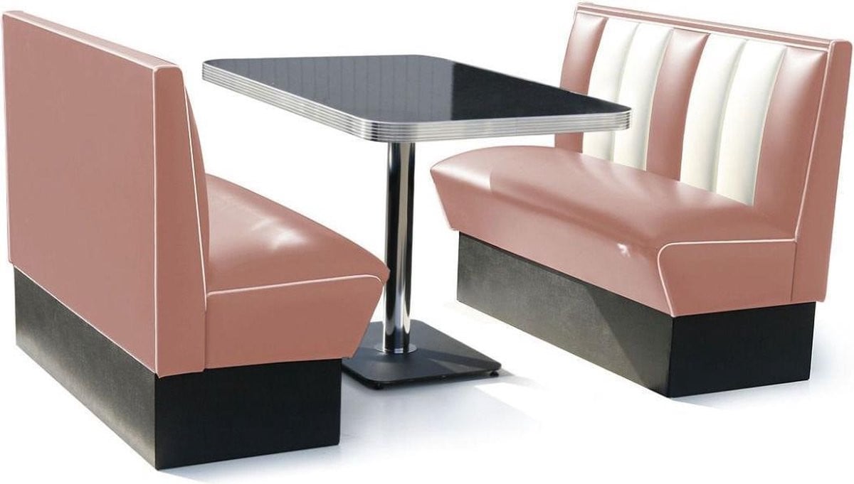 Classic Dinerbankje Dusty Rose met Tafel Set van 2 stuks