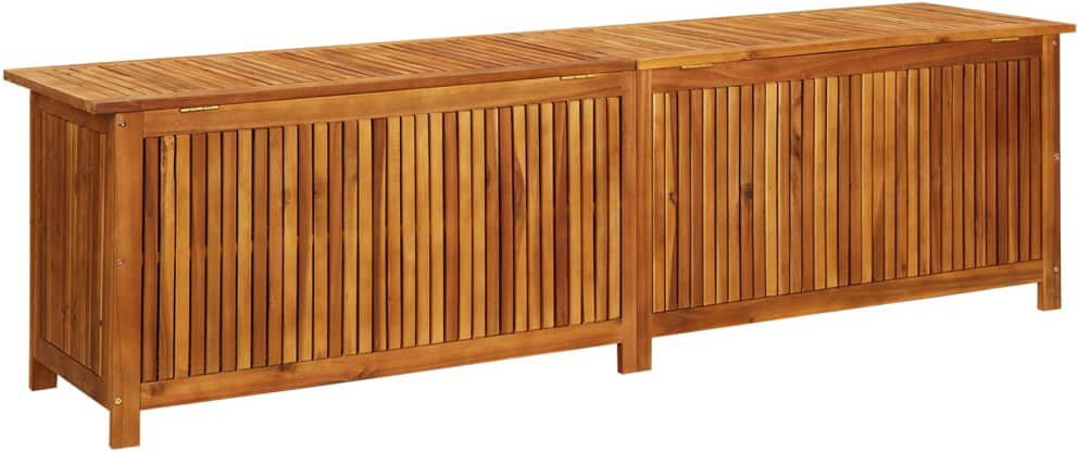 Gracie Oaks Seles 200cm W 200L Water Resistant Acacia Solid Wood Deck Box in Brown Brown 58cm H X 200cm W X 50cm D