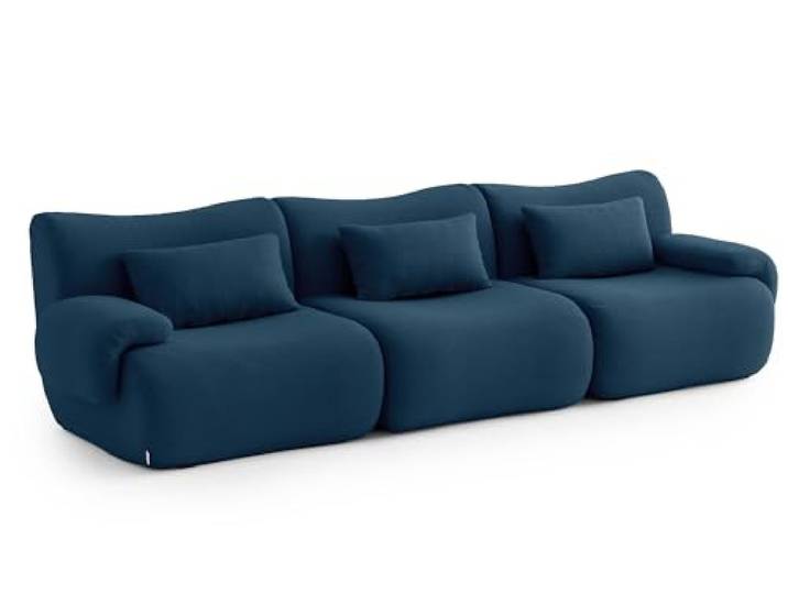 MILYsofa Modulares 3-Sitzer-Sofa, Bouclé-Bezug Tiefblau, Abnehmbare Kissenbezüge (Tiefblau, 3-Sitzer)