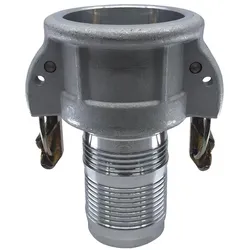 BRW, Schlauchanschluss + Schlauchverbinder, Mutterteil Typ C KAMLOK aus Aluminium mit Stutzen für Schelleneinband, Self-Lock (Kupplung)