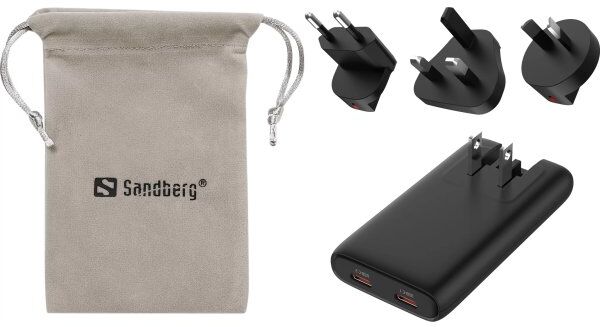Sandberg 4 I 1 Rejseoplader 65w, Sort