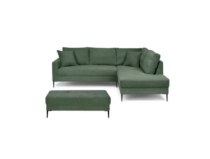 Trendstore Hilary Ecksofa mit Umbauecke in Cord – inkl. Hocker