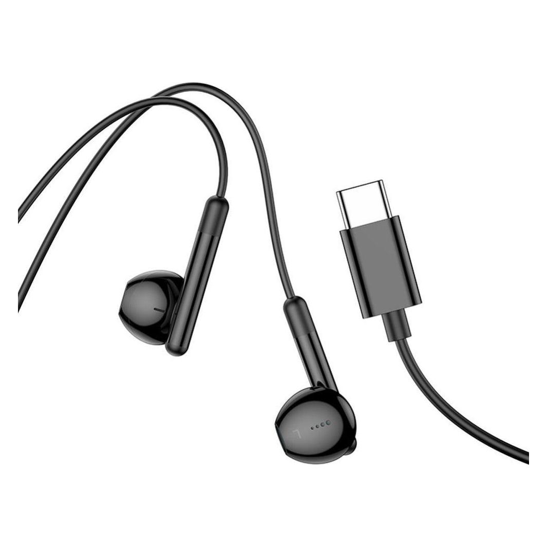 Hoco Wired headphones wire earphones Type C with microphone M93 black (Kabelgebunden) (58976076)