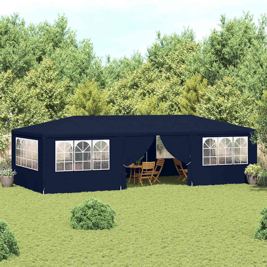vidaXL Carpa profesional para fiestas con paredes azul 90 g/m² 4x9 m Azul