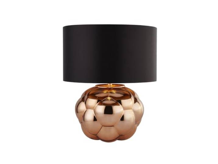 Searchlight Lighting Stehleuchte Bubble Stil Glas Kupfer Trommel Schwarz Seidenimitat Innen Kupfer E27 60 W