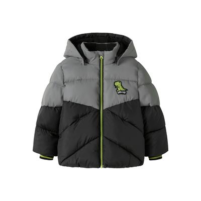 Steppjacke NAME IT "NMMMORTEN PUFFER JACKET DINO DETAIL1", Jungen, Gr. 98, schwarz, Web, Obermaterial: 100% Polyester, regular fit normal, Jacken Steppjacke