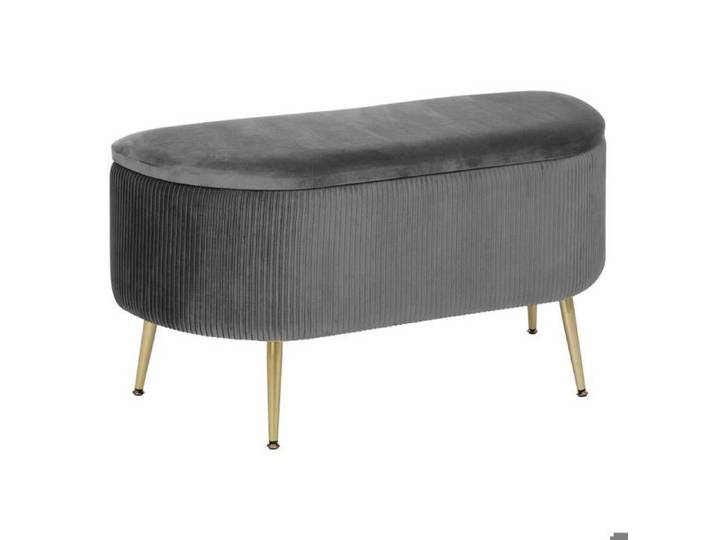Banc coffre velours Solaro gris 100x40cm