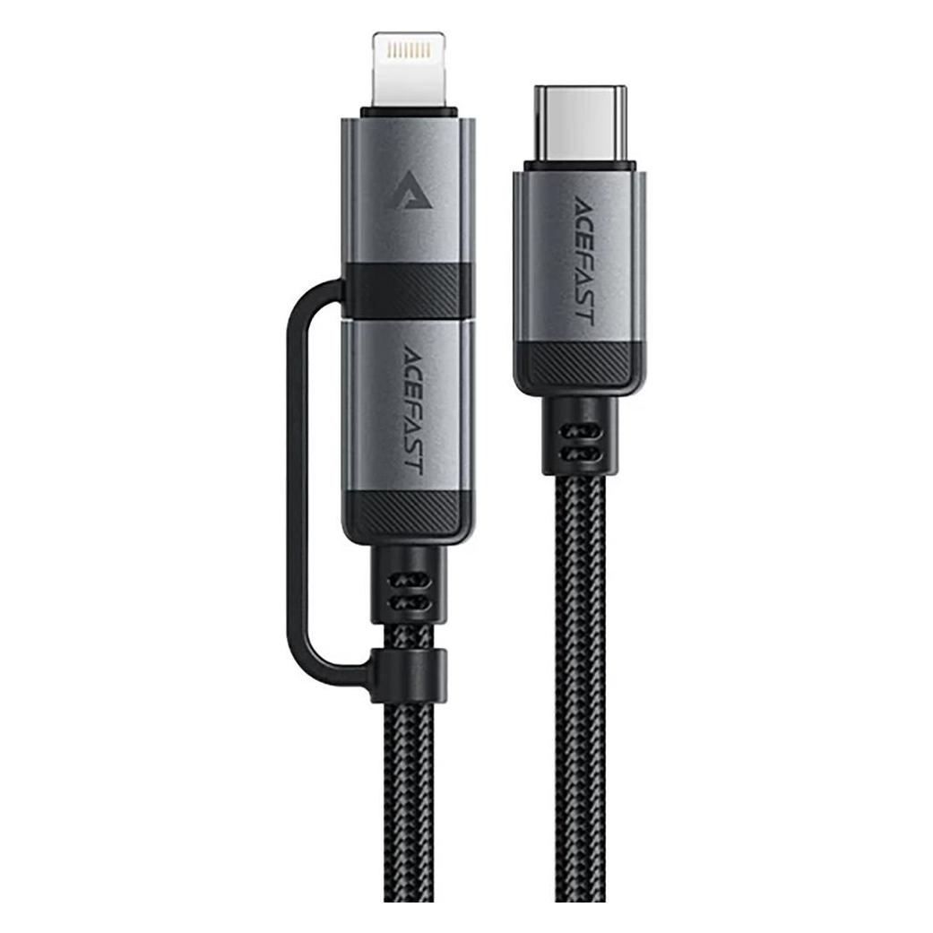 Acefast C20-01 USB-C - USB-C / Lightning Cable 480Mb/s 3A 1.2m - Black (1.20 m, USB 2.0, 60 W) (C20-01)