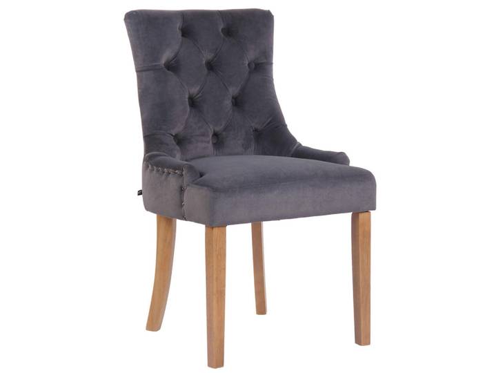 CLP Stuhl Samt Dunkelgrau, Holz, 55x92x58 cm, Esszimmer, Stuhl