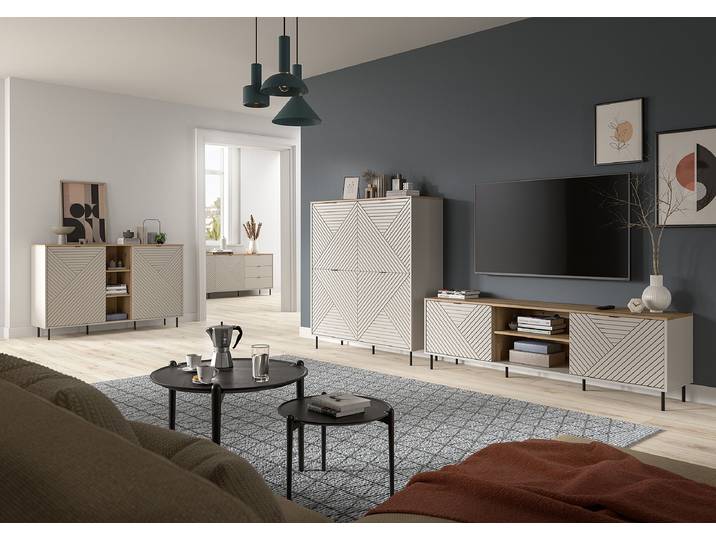 Buffet Campus avec compartiments 154 x 95 x 40cm Bois/Beige