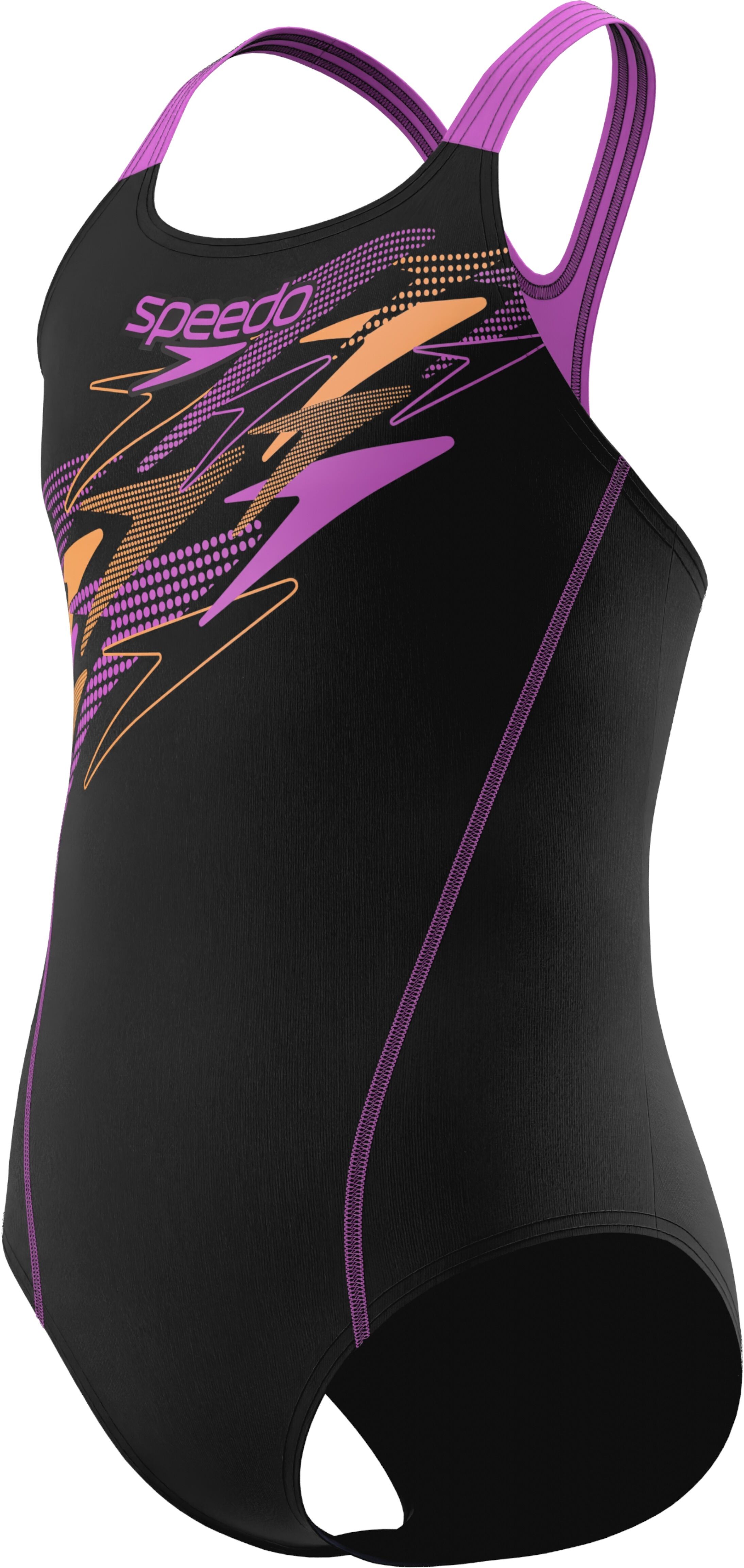 Badeanzug SPEEDO "für Mädchen", Kinder, Gr. 152 (146), N-Gr, schwarz (blk, pur), Obermaterial: 80% Polyester, 20% Elasthan, Badeanzüge Badeanzug, für Kinder und Jugendliche entwickelt, schnell trocknend blk, pur 152 (146), N-Gr