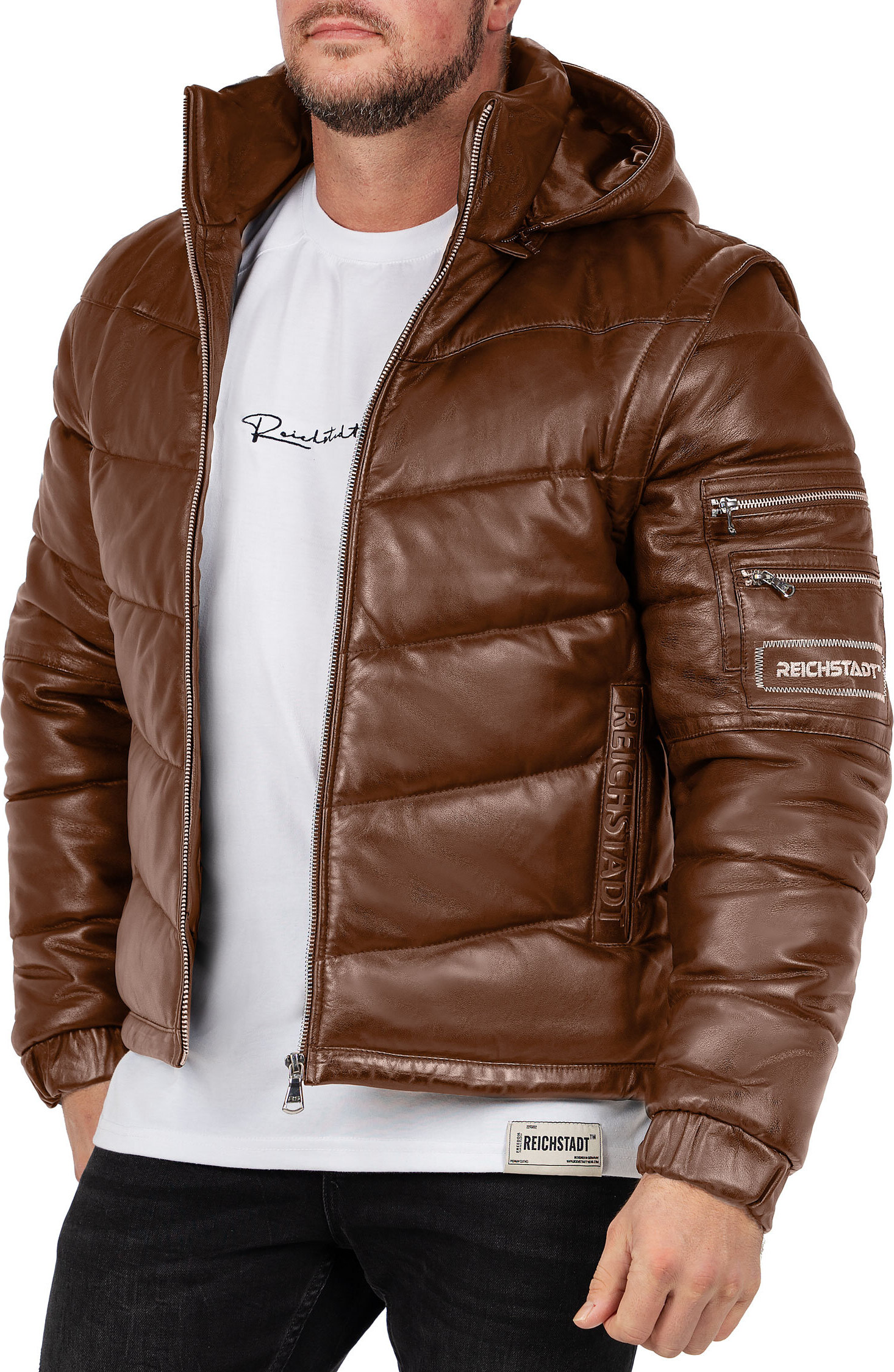 Reichstadt Herren Regular Fit Jacke Echtleder 22RS032LUX Cognac XL