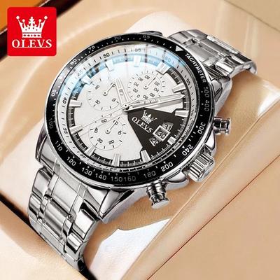 Uplifted Finds OLEVS TY705 Men Quartz Watch Waterproof Luminous Multifunction silver Blue