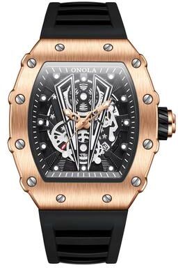 GlowBake Luxury Top Brand Men Fashion Mens Watch, Quartz Waterproof Sport Male Watches, Dress Watch, Stylish Clock For Man rose Black