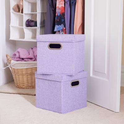Household Essentials Storage Bins with Lids and Chromed Grommet Handles