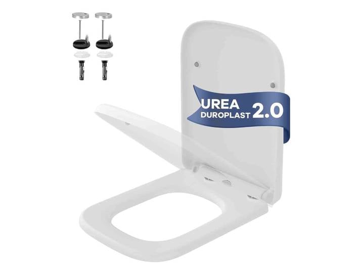 Siège de toilette carré à dégagement rapide pour un nettoyage facile, sièges de toilette universels à fermeture douce avec charnières réglables en acier inoxydable