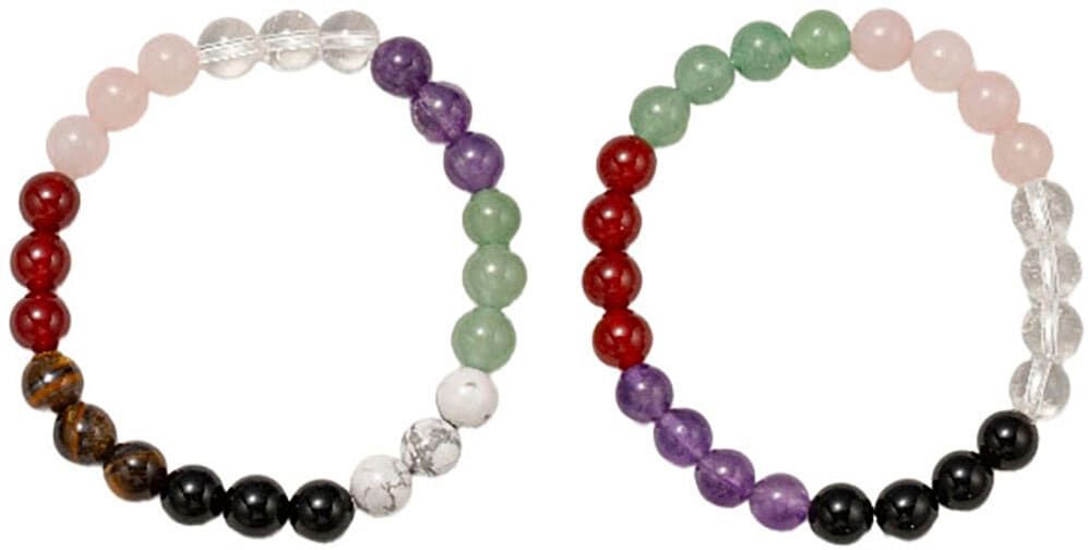Armband Set FIRETTI "Schmuck Multipack Geschenk Armschmuck Armkette Edelstein Perlen", rot (rot, grün, rosa, kristallweiß, schwarz, lila, weiß, grün, lila, kristallweiß, rosa, rot, braun, schwarz, rot, grün, rosa, kristallweiß, schwarz, lila, weiß, grün, 
