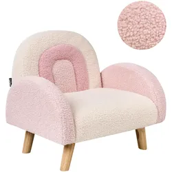KINDERSESSEL Regenbogen Bouclé Pastellrosa Ombo