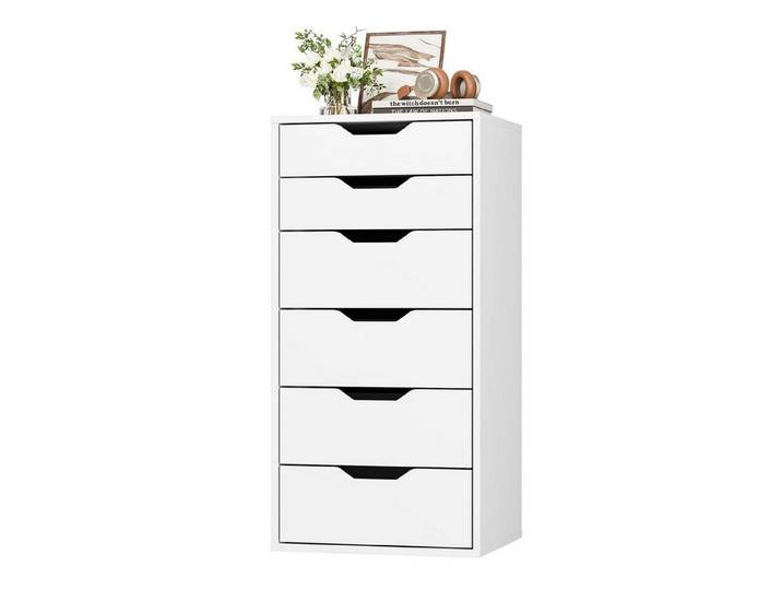 LuxusKollektion Schubkastenkommode Kommode 6 Schubladen schmal Schlafzimmer Büro Flur Weiß (1 St)
