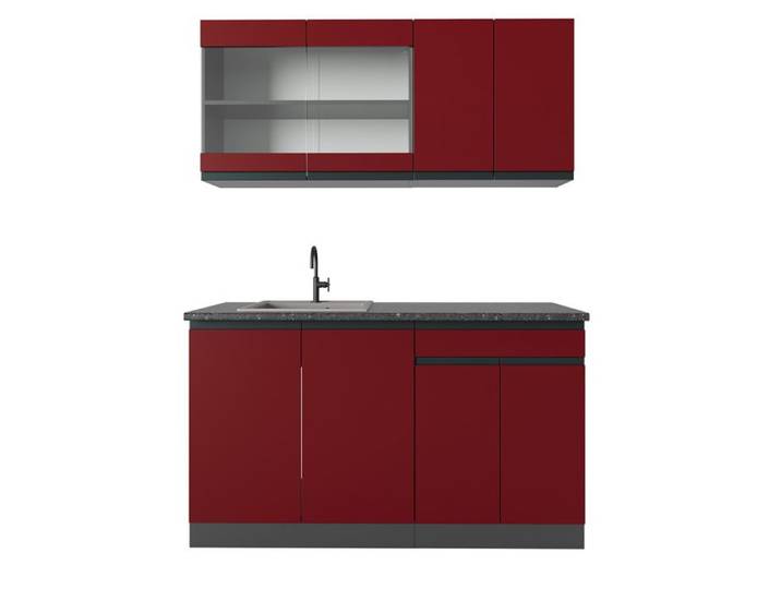 Cuisine R-Line 140cm J-Shape Rouge/Anthracite Vicco 39830