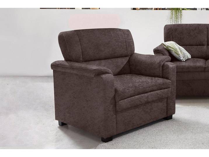 Sessel, Naturleder & Mikrofasern, Dunkelbraun, 86×89×90 cm, Mit Federkern, Landhaus, SIT & MORE