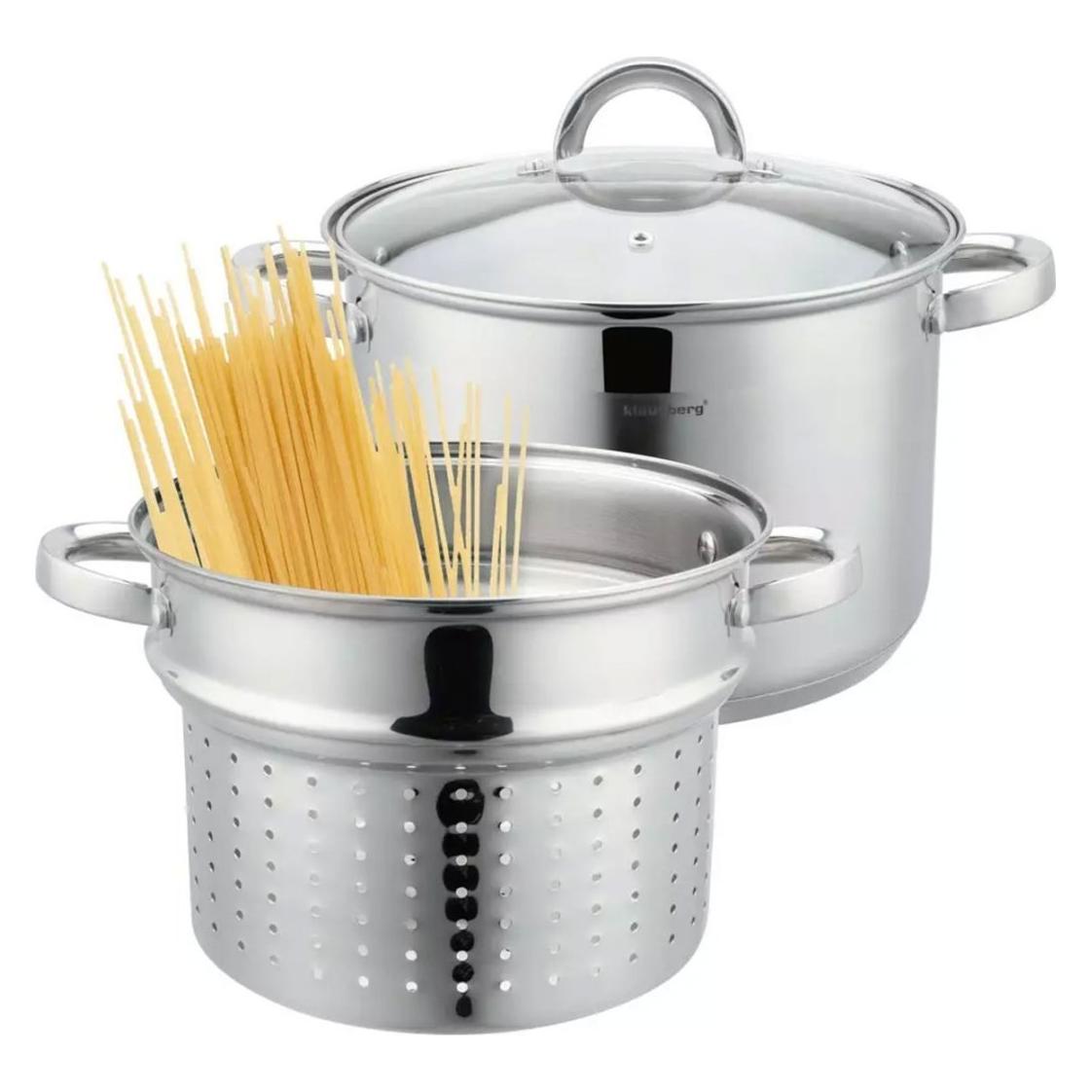 Klausberg Set di Pentole con Inserto per Pasta (Kochtopf, Edelstahl, 24 x 17.50 cm) (7738)