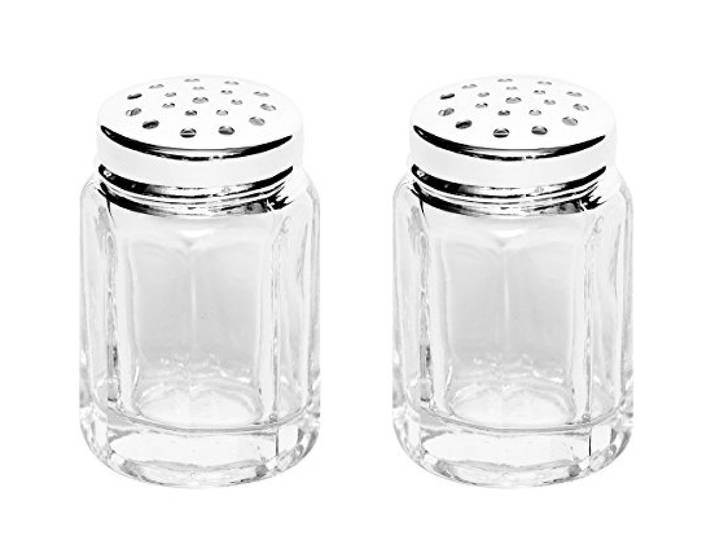 Brillibrum Design Mini Salzstreuer Glas Streuer mit 999 Feinsilber Deckel Ministreuer Handmade Streuer Set Salz & Pfefferstreuer (8-Eckig, 2 Streuer ohne Tablett)