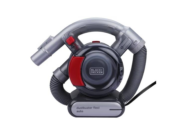 BLACK+DECKER Aspirateur à Main Voiture 12V\, PD1200AV-XJ Tuyau flexible\, prise allume-cigare\, suceur plat et brosse textile inclus