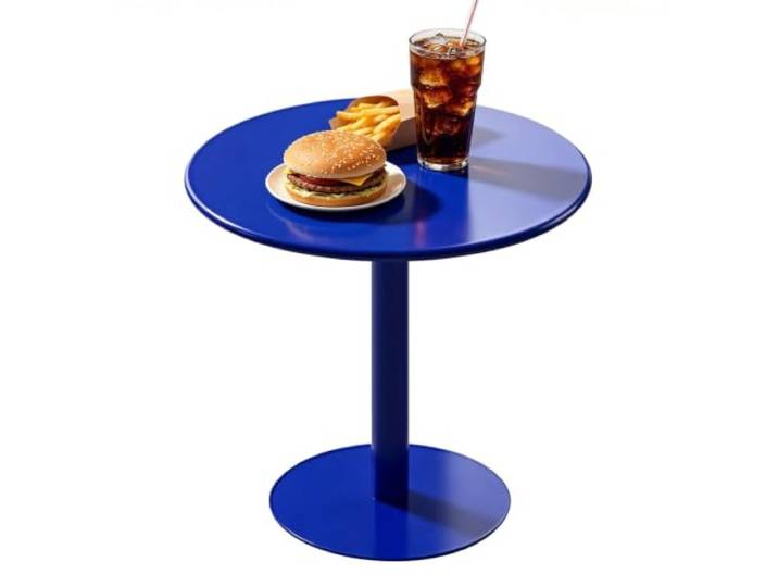 Gaommini Runder Getränke-Beistelltisch, Cocktail-Bartisch, Küche, Frühstück, Esstisch für drinnen und draußen, Couchtisch – Schwarz, Weiß, Gold, Blau, Grün, Rot(Blau,60x60x104cm)