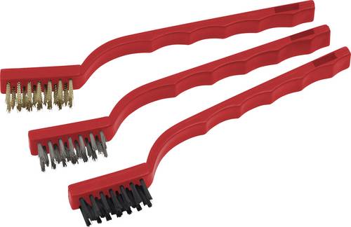 Meister Werkzeuge Drahtbürste Messing, Stahl, Nylon 170mm 3teilig 1 Set