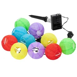 Solar LED Lampion-Lichterkette, bunt