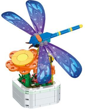 Smart Shopping Spot DIY Mini Butterfly Insect Potted Plant Bonsai Flower Block Decoration Building Block Figure Toy For Kids And Girls b