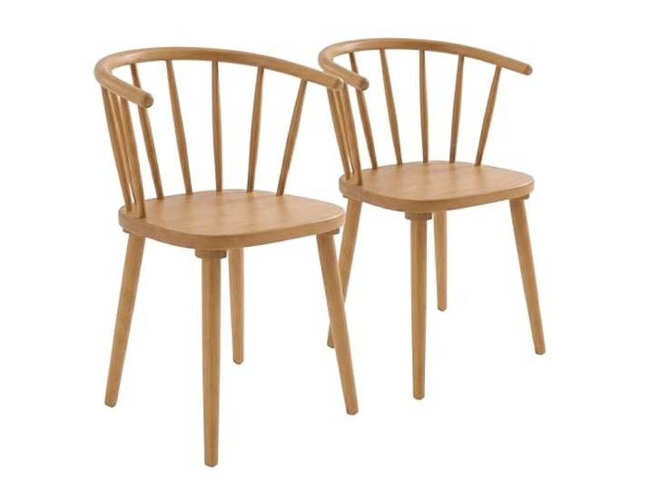 Oviala Set van 2 beige stoelen van iephout