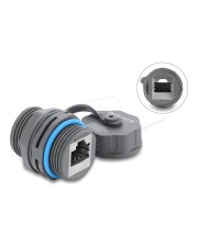 Delock Kabelverbinder RJ45 Buchse zu Cat.6A mit M23.5 x 1.5 mm Gewinde und Grau (87157)