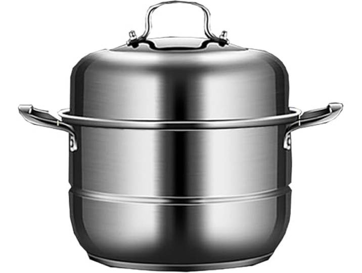Dampfgarer, 304 Edelstahl 3-Schicht-Verbundtopfboden gedämpfte Meeresfrüchte(32cm)
