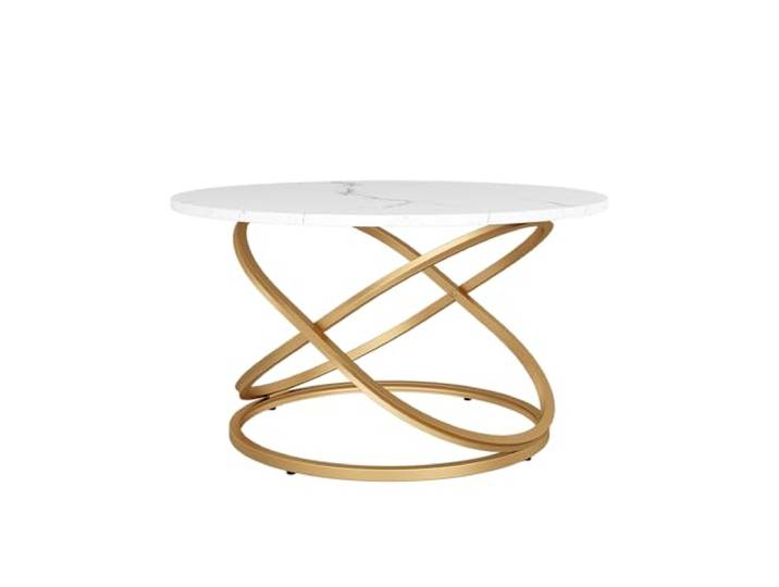 Vicco Couchtisch Calgary, Weiß/Gold, 79.5 x 46 cm mit großer Arbeitsfläche, zur Nutzung als Ablage- oder Arbeitsfläche im Wohnbereich