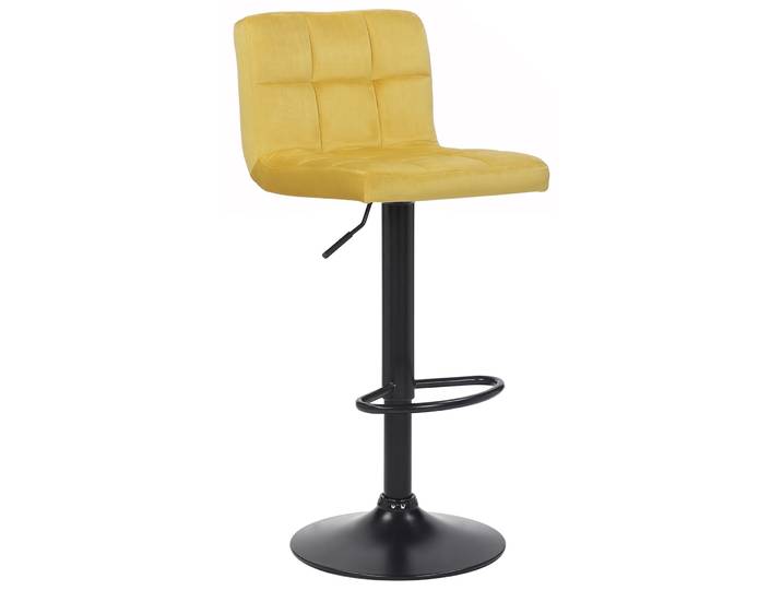 Tabouret de bar réglable pivotant en samt jaune