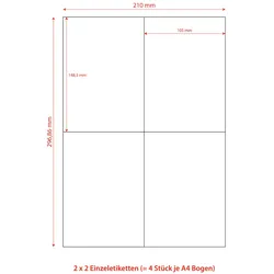 VEPATIM 400x Etiketten Labels selbstklebend weiß 105 x 148.5mm auf DIN A4