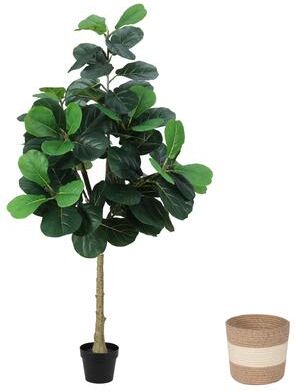 Kodotan sofa Artificial Fiddle Leaf Fig Tree 5.5FT with Planter . Fake Trees Faux Ficus Lyrata Floor Plants for Indoor Home Decor Office