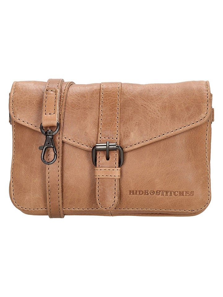 HIDE & STITCHES Leder-Umhängetasche "Porto" in Camel - (B)19 x (H)11,5 x (T)5 cm - onesize