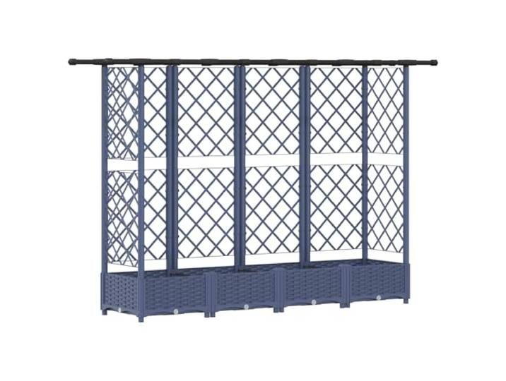 RJPLMFV Hochbett mit Gitter und grauem Dach 202,5 x 40 x 121 cm PP Langlebiges Polypropylen, intelligente Entwässerung, einfache Montage, für Kletterpflanzen